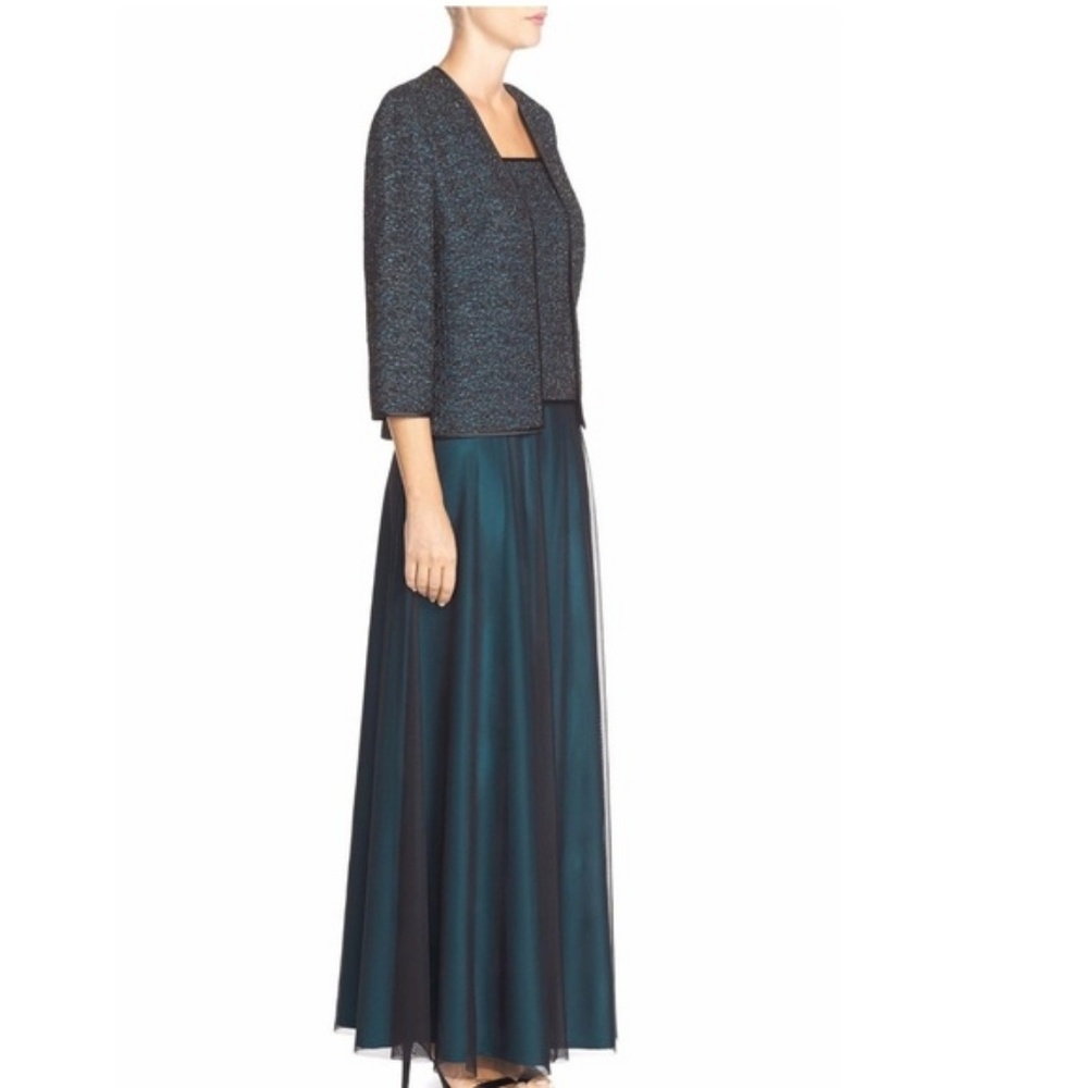 Alex Evenings Mixed Media Gown & Jacket Set - Picture 2 of 4